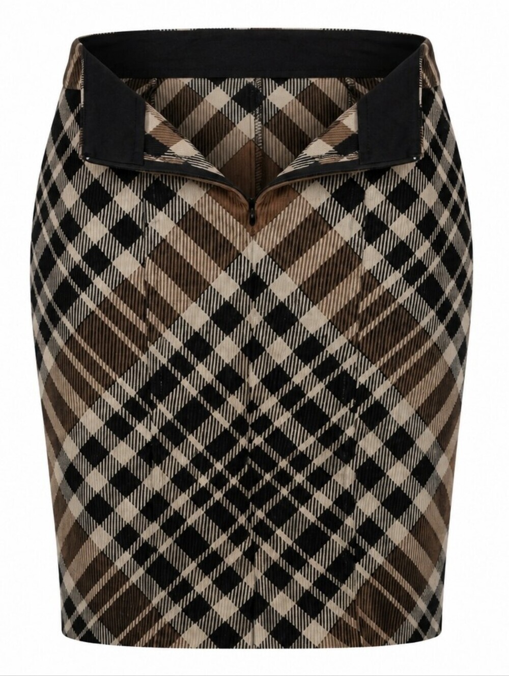 NWT Anne Klein Carnegie Hall Pencil Skirt in Caramel & Black Classic Plaid Sz 2 - Picture 3 of 4